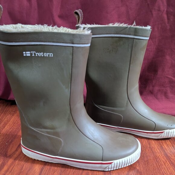 Tretorn Rainboot Womens 8/38 Olive Army Green Fleece Lined SE-25466 Heisingborg - Picture 3 of 11